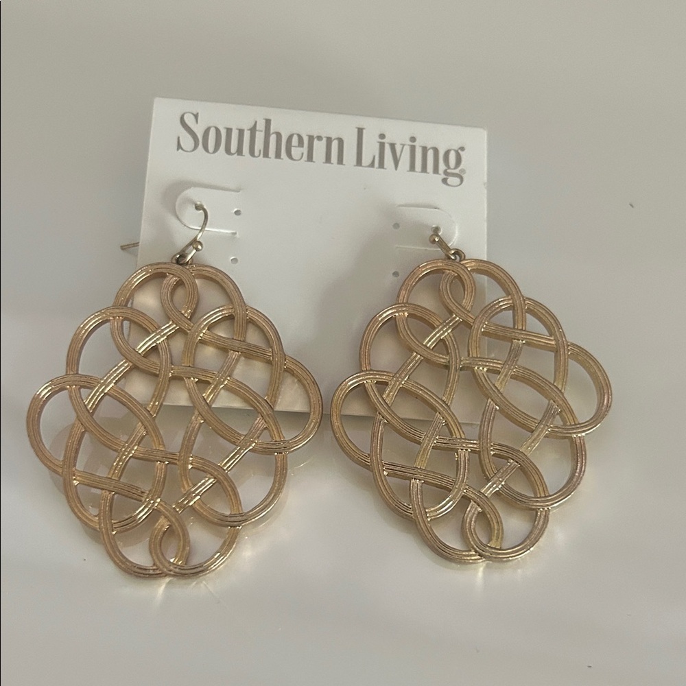 Southern Living Gold Interwoven Loop Drop Earrings